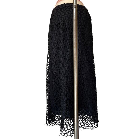 Lafayette 148 long skirt size 6 elegant black netted lace uplevel whimsigoth - Picture 4 of 6